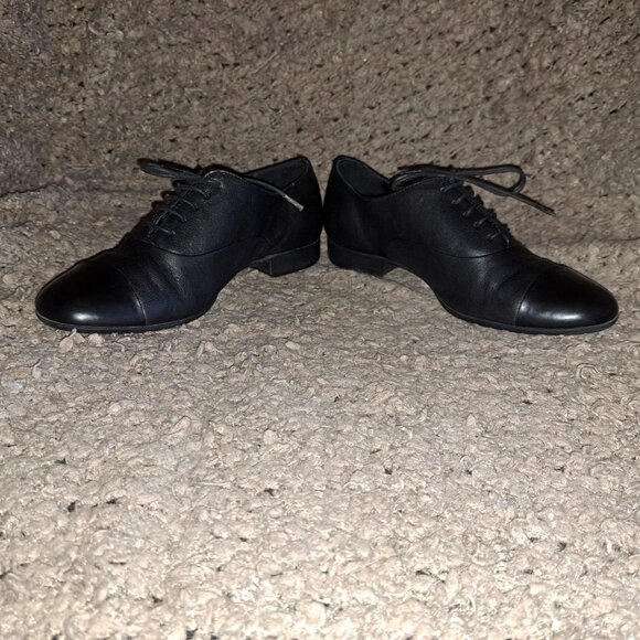 LA CANADIENNE-Black Kid Leather w/Cap Toe-Oxford-Lace Up-36.5-Excellent - Picture 4 of 8